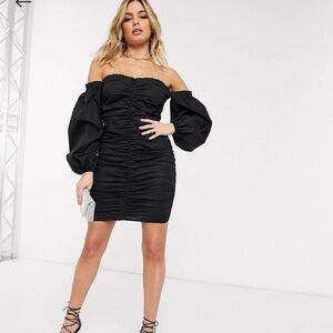GUESS Ruched Off-The-Shoulder Black Cocktail Dress Size 6